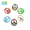 Flat Round Peace Sign Milefiori Lampwork Pendants 12pcs/box, MC0021